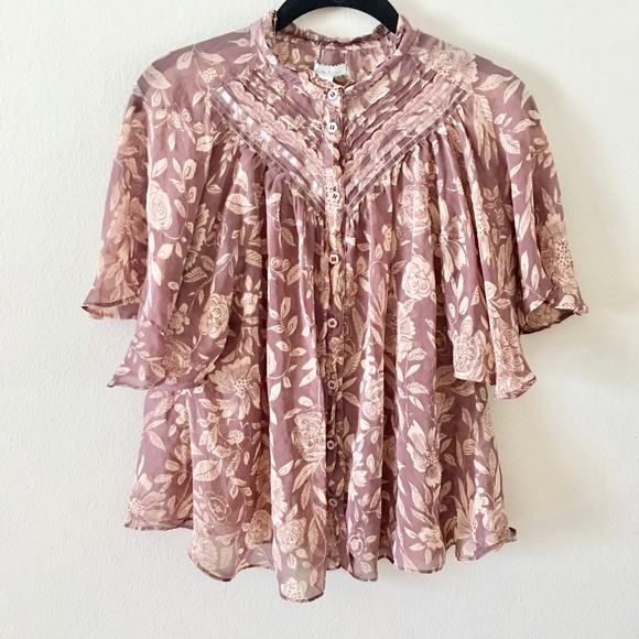 Urban Outfitters Tops - Kimchi Blue Silk Sheer Floral Top Sz S